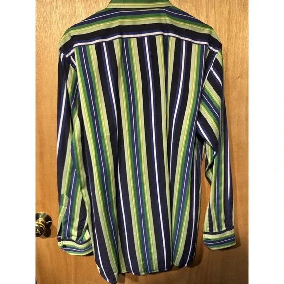 Etro Milano Button Down Shirt Long Sleeve Striped Sz 43 - Picture 2 of 4